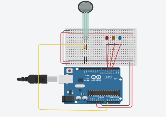 Interfacing Force Sensor (FSR) With Arduino in Tinkercad : 5 Steps ...