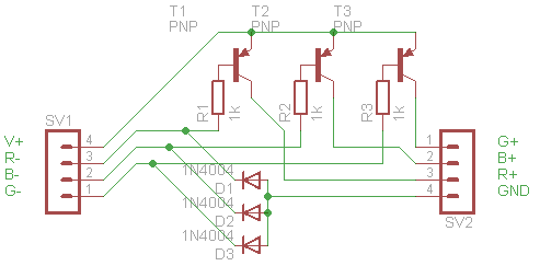 Connect Common Anode RGB LED's to Common Ground RGB LED's