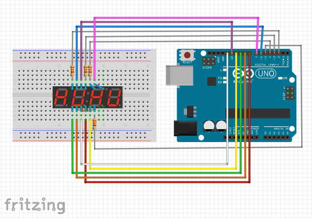 Подключение семисегментного индикатора к arduino: Arduino: 7-сегментный индикато
