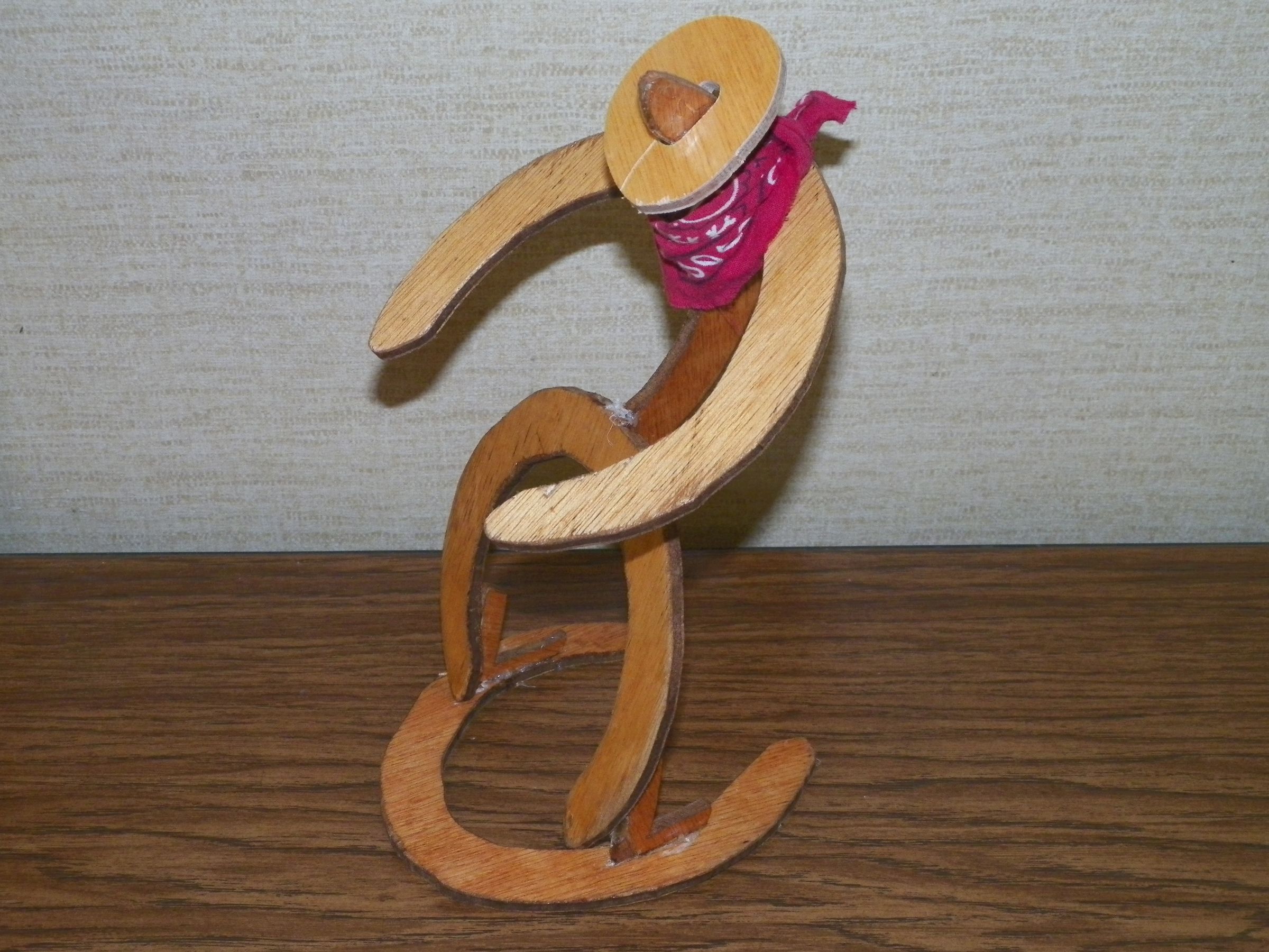 Wooden "Horseshoe" Cowboy