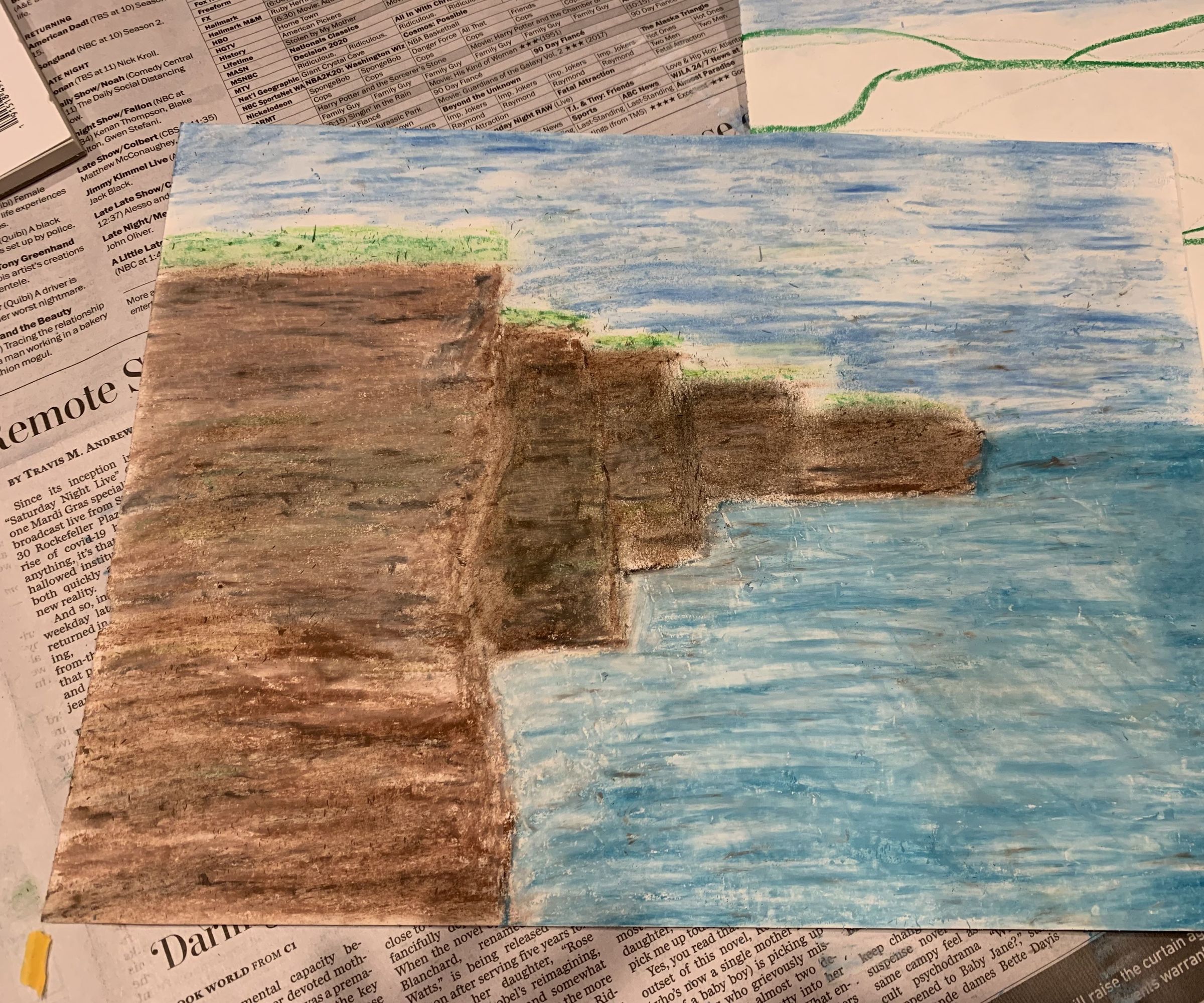 Oil Pastel Drawing of Ireland's Cliffs of Moher