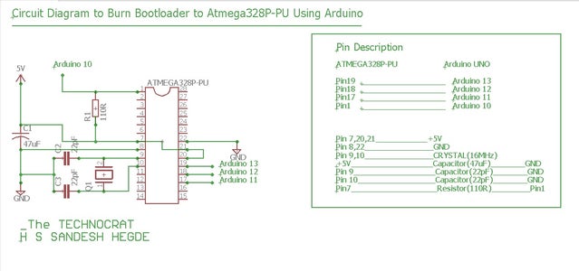 Make Circuit to Burn Boot Loader Onto ATmega 328P-PU