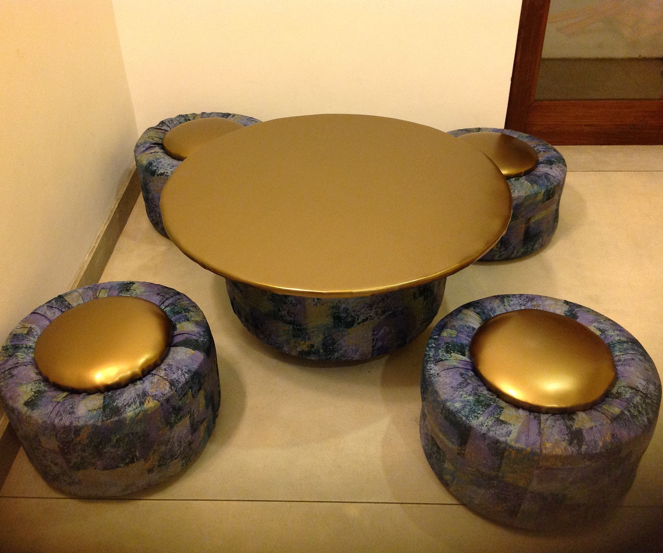 Tire Table and Ottomans for a playroom!