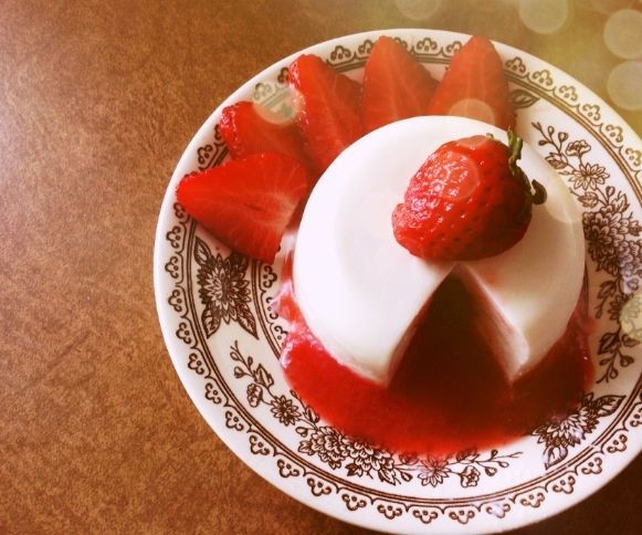 Summer Panna Cotta With Strawberry Sorbet Filling