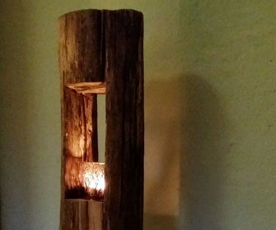 Rustic Wooden Light Sculpture