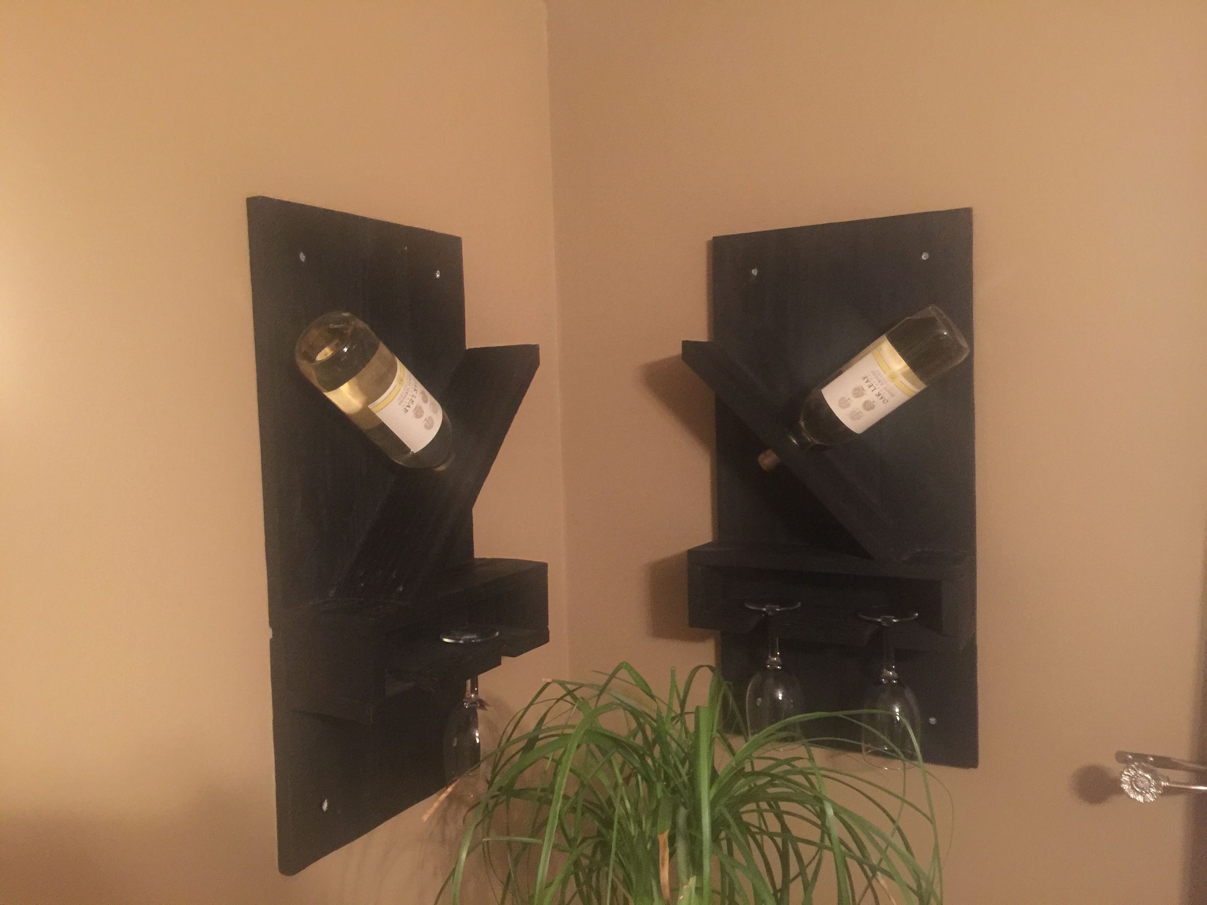 Wine Rack for a Bottle and 2 Cups Out of Pallet