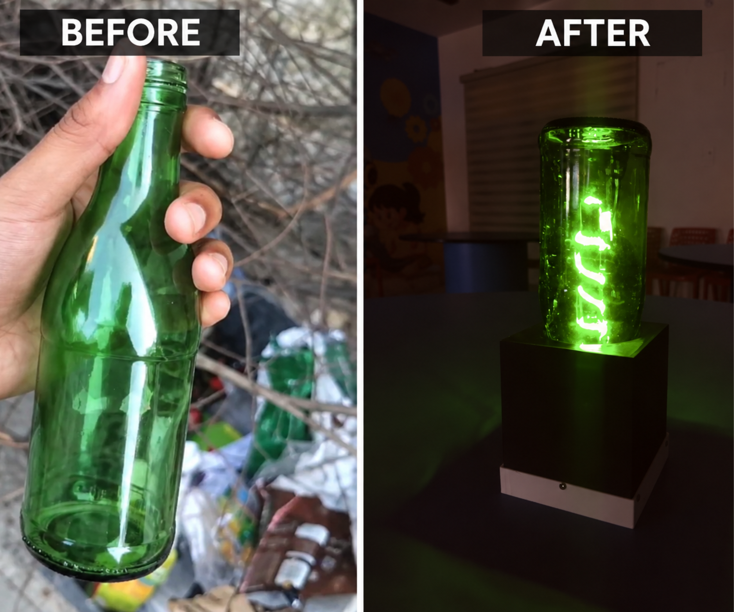 Glow Bottle: a Cordless Stair Light Made From a Discarded Glass Bottle