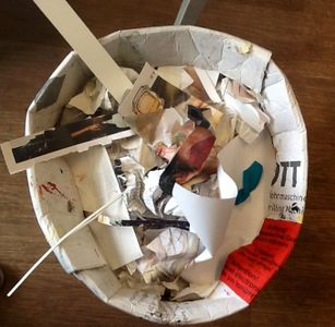 Cardboard and "crime Scene"tape Robot Garbage Bin