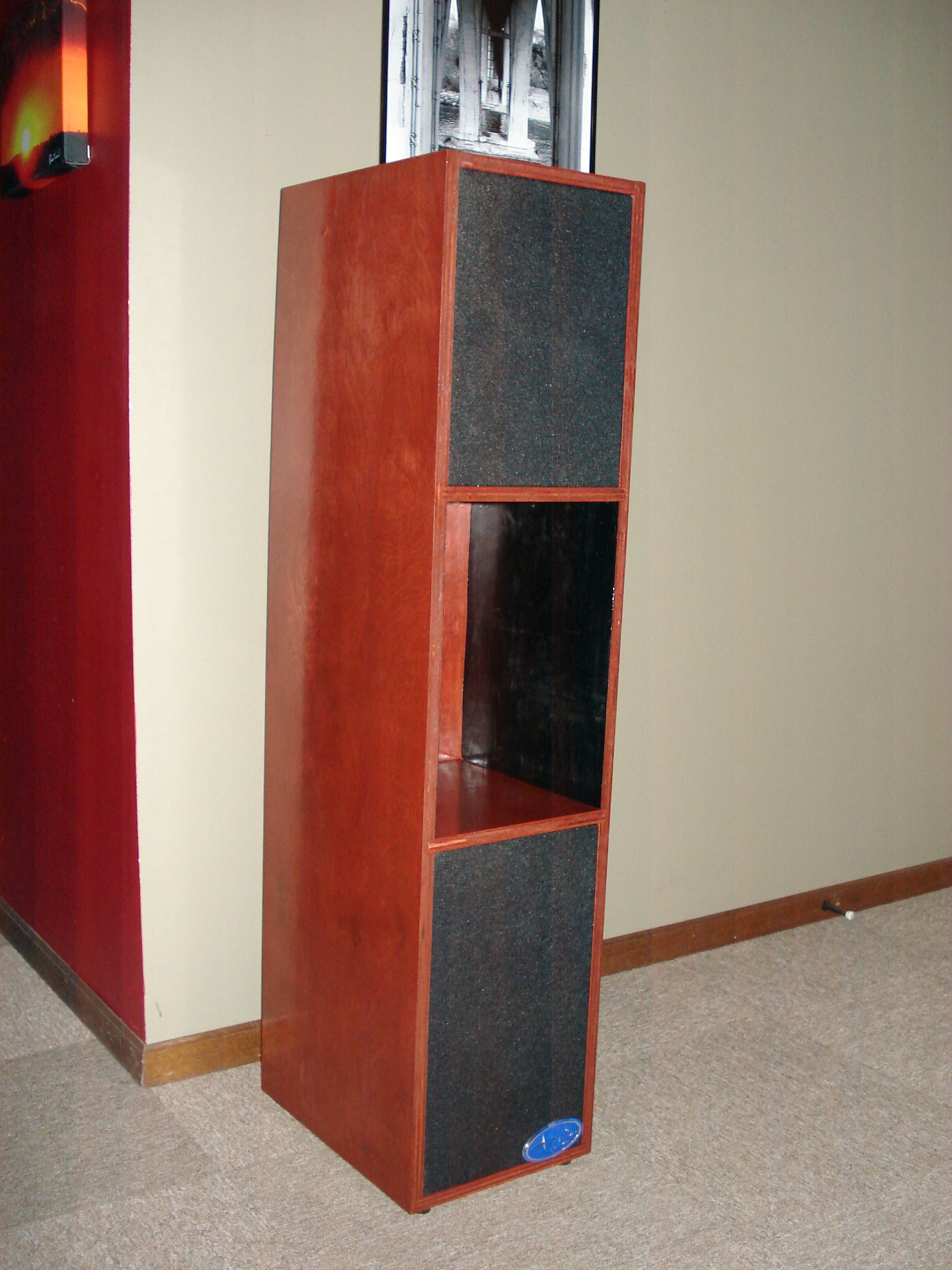 Speaker cabinet and art shelf from old car speakers