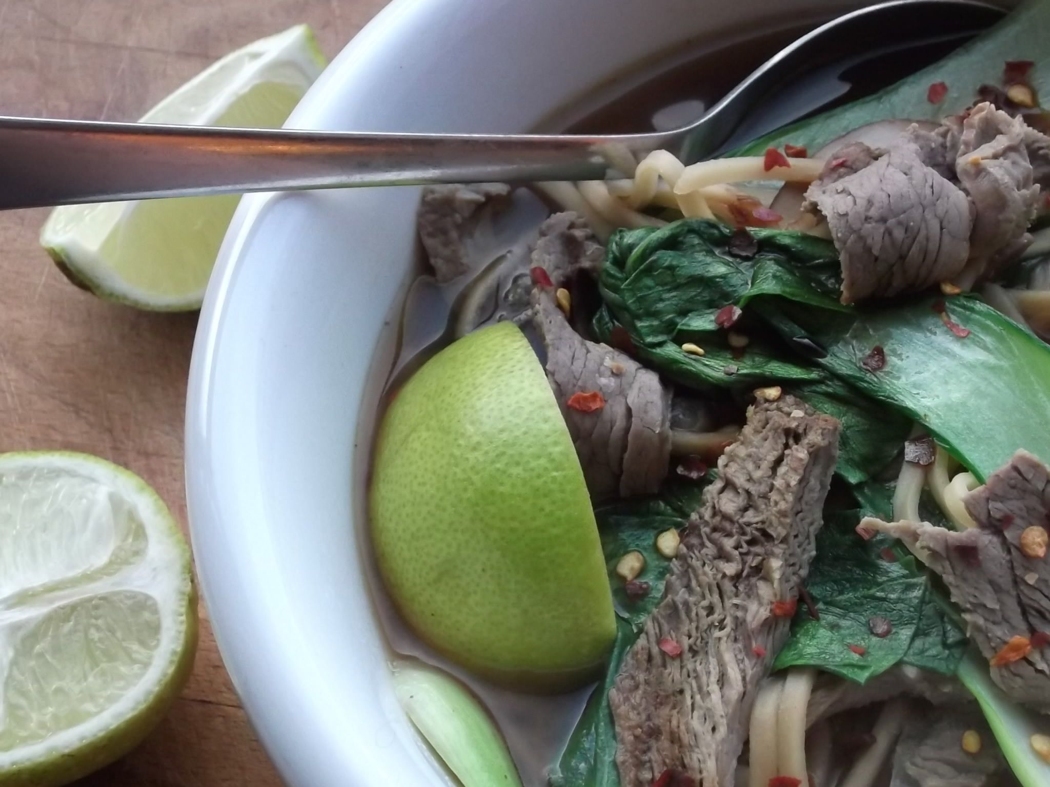 Super Quick Miso, Pak Choi and Beef Noodle Soup