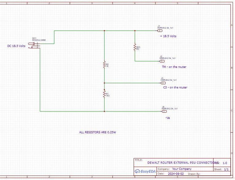 EASY EXTERNAL PSU ADAPTER FOR DEWALT DCW600B ROUTER WHICH CAN BE USED WITH JENMITSU 4040PRO