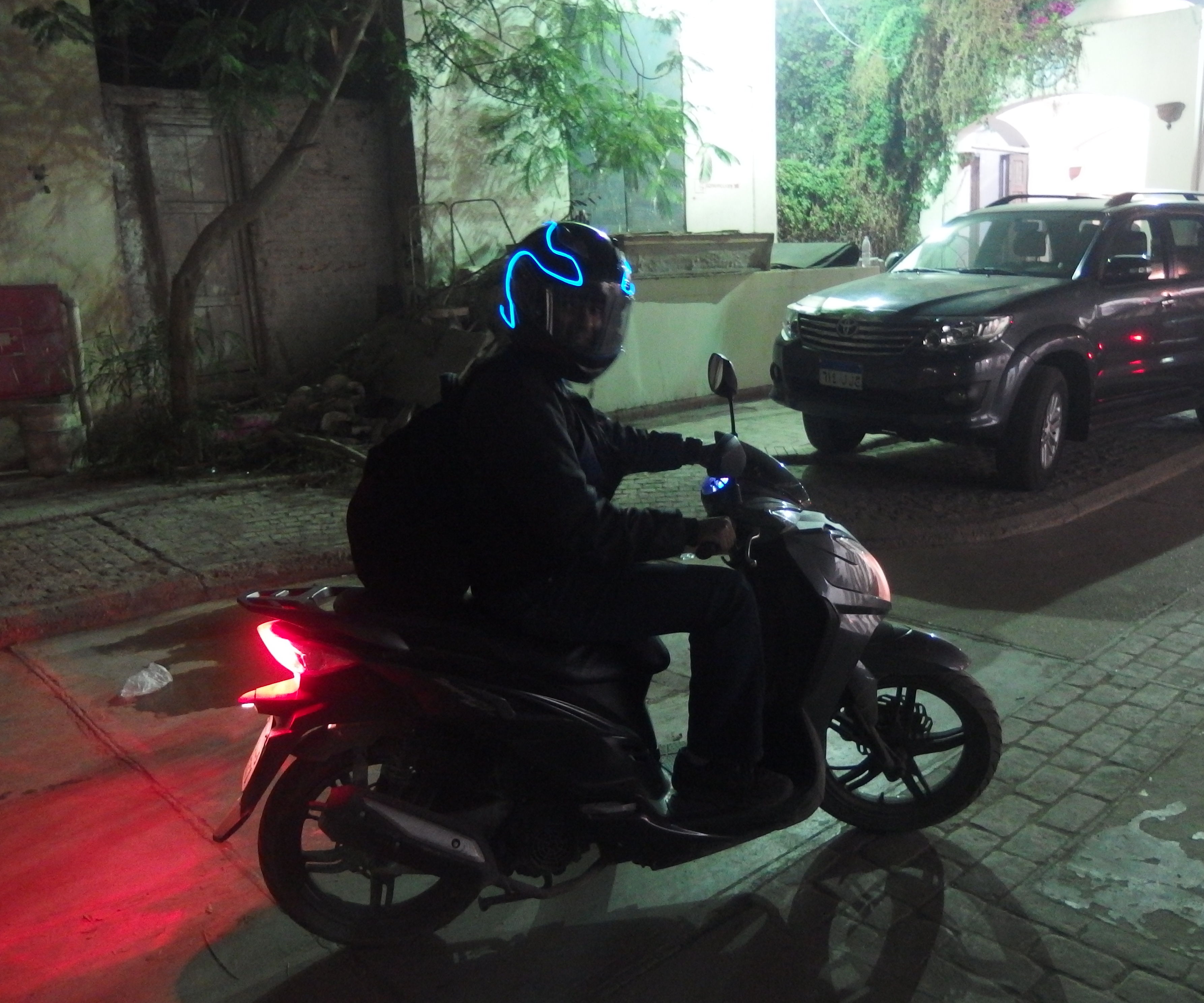 EL wire motorcycle tron helmet