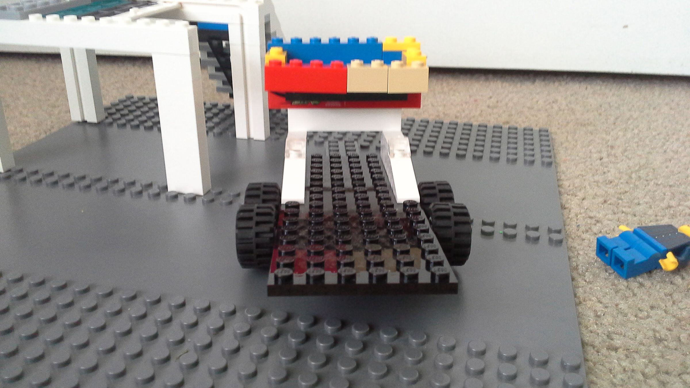 lego race car , race car trailer and truck