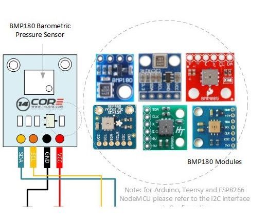 Wiring the I2c Bmp180 Barometric Pressure Sensor With Microcontroller