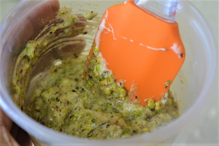 Now Fold in the Crushed Pistachios.