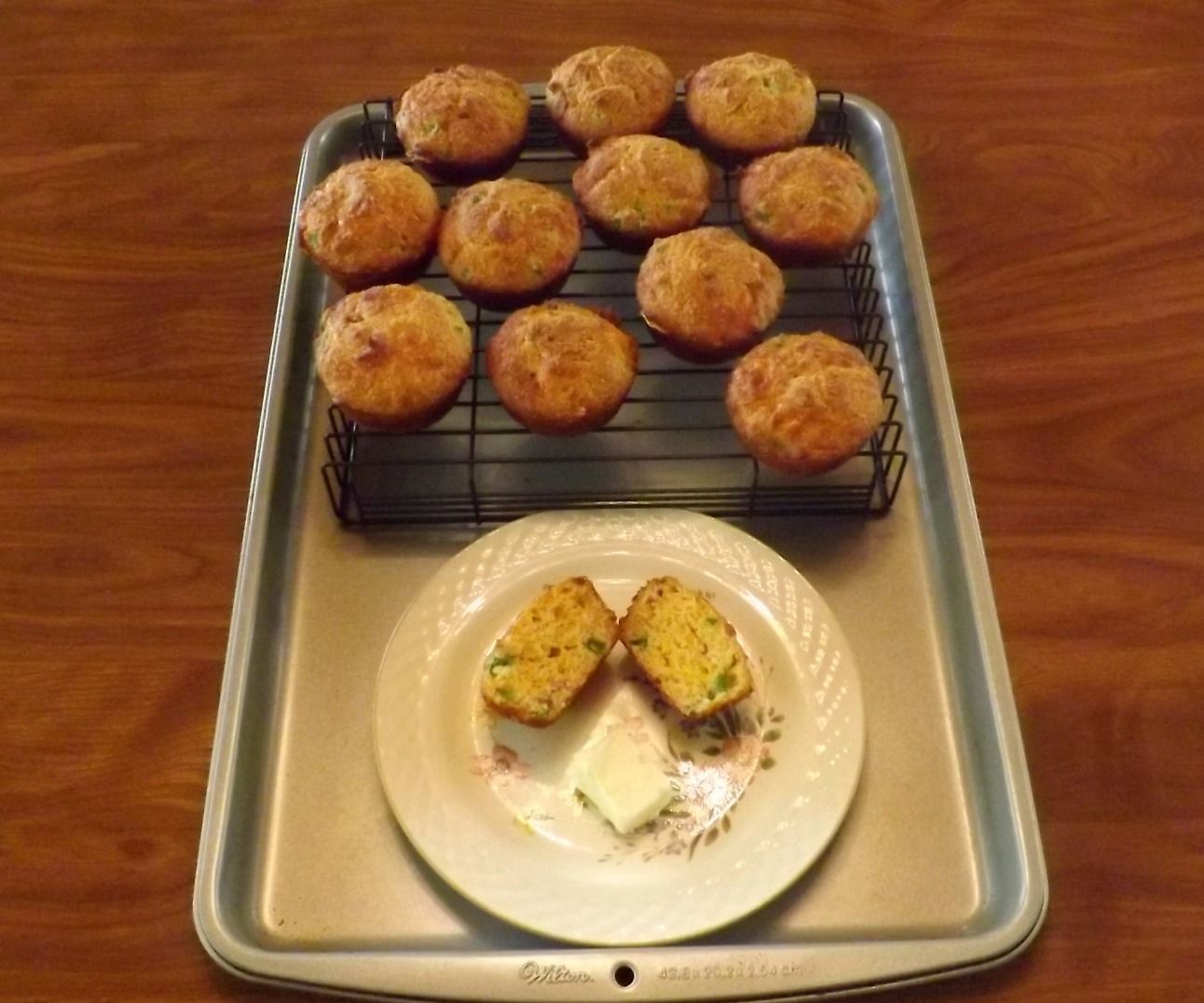 Gluten-free Corn Muffins Made With Crumbled Bacon, Jalapeno Peppers, Extra Sharp Shredded Cheddar Cheese and Buttermilk