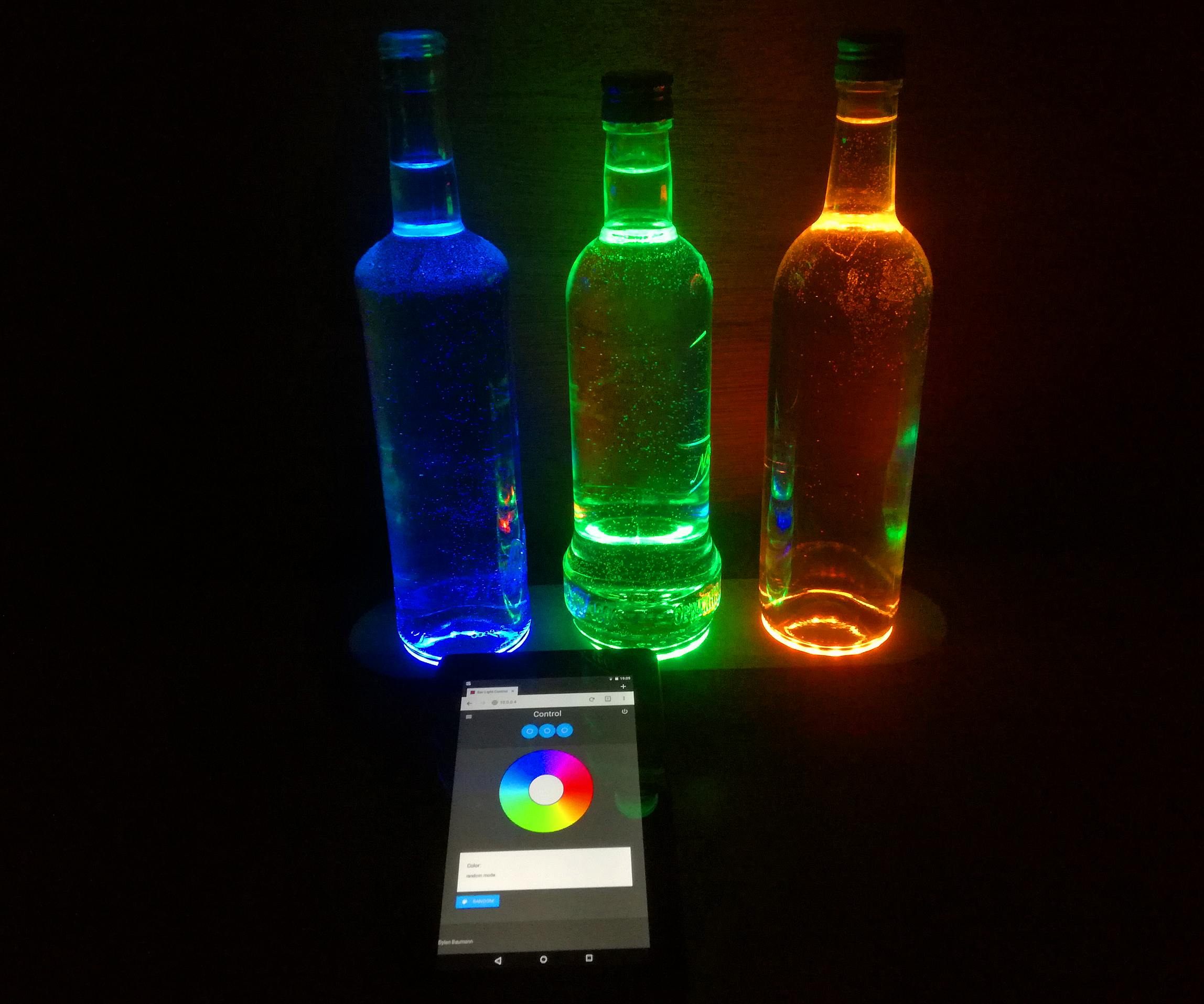 Music Interacting Bottle Stand With Adjustable Lights