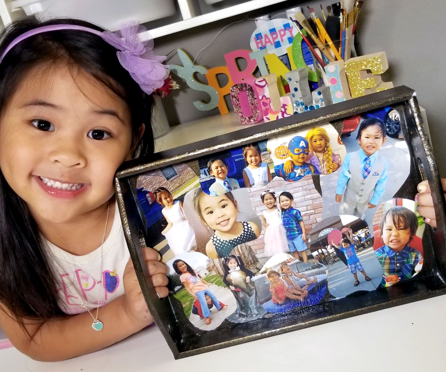 DIY Photo Collage Accessories Organizer/Tray for Father's Day