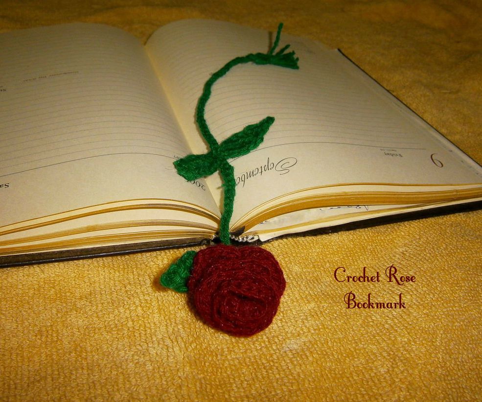 Crochet Rose Bookmark