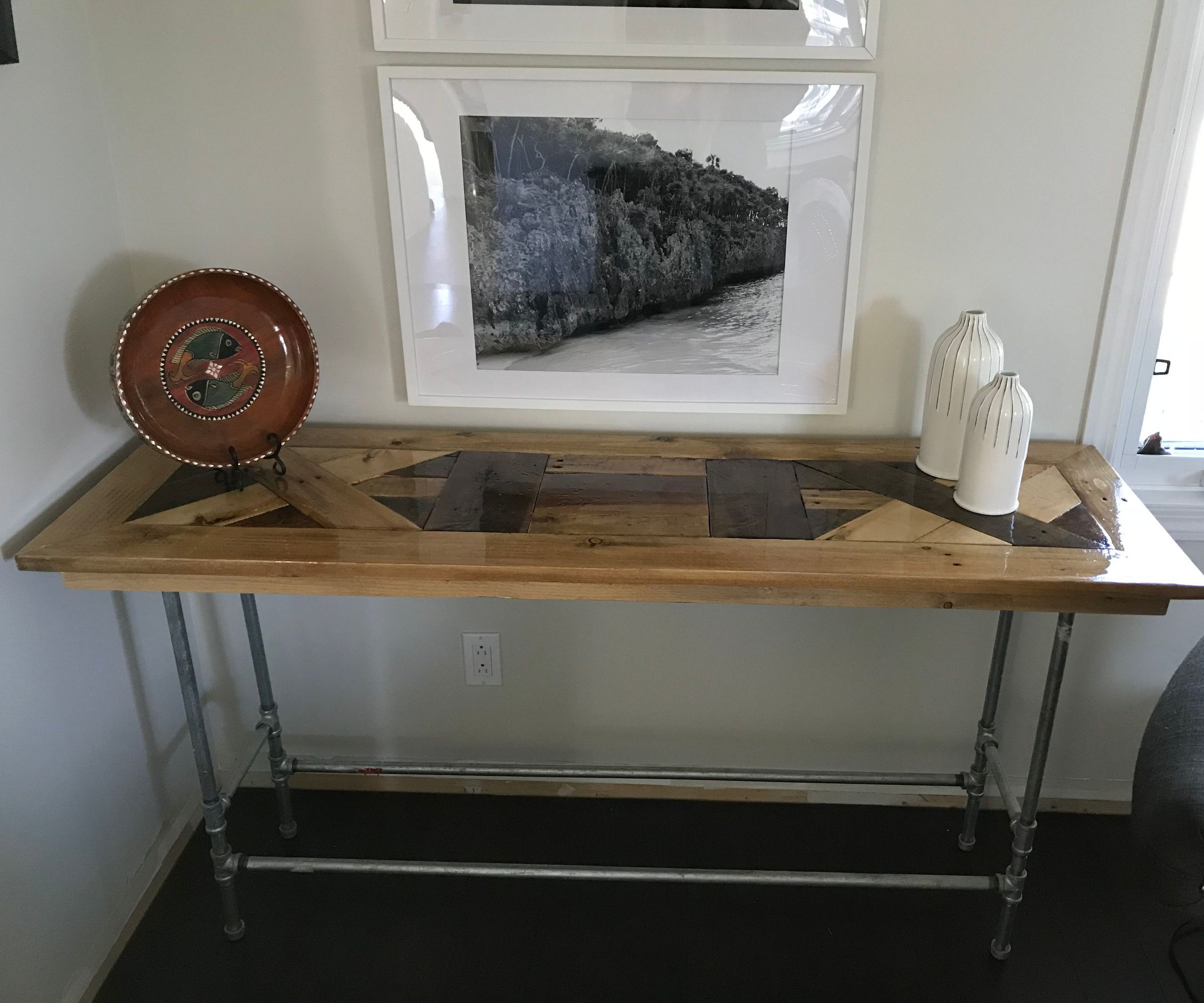 Upcycled Pallet Steampunk Sofa Table