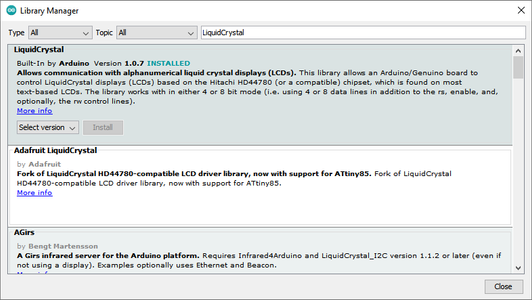 Install LiquidCrystal Library