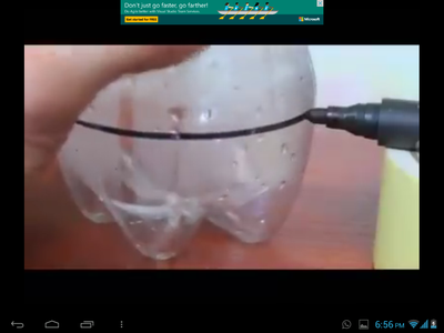TAKE a PLASTIC BOTTLE AND MARK a CIRCULAR MARK AND CUT AS SHOWN IN THE PICTURES BELOW.