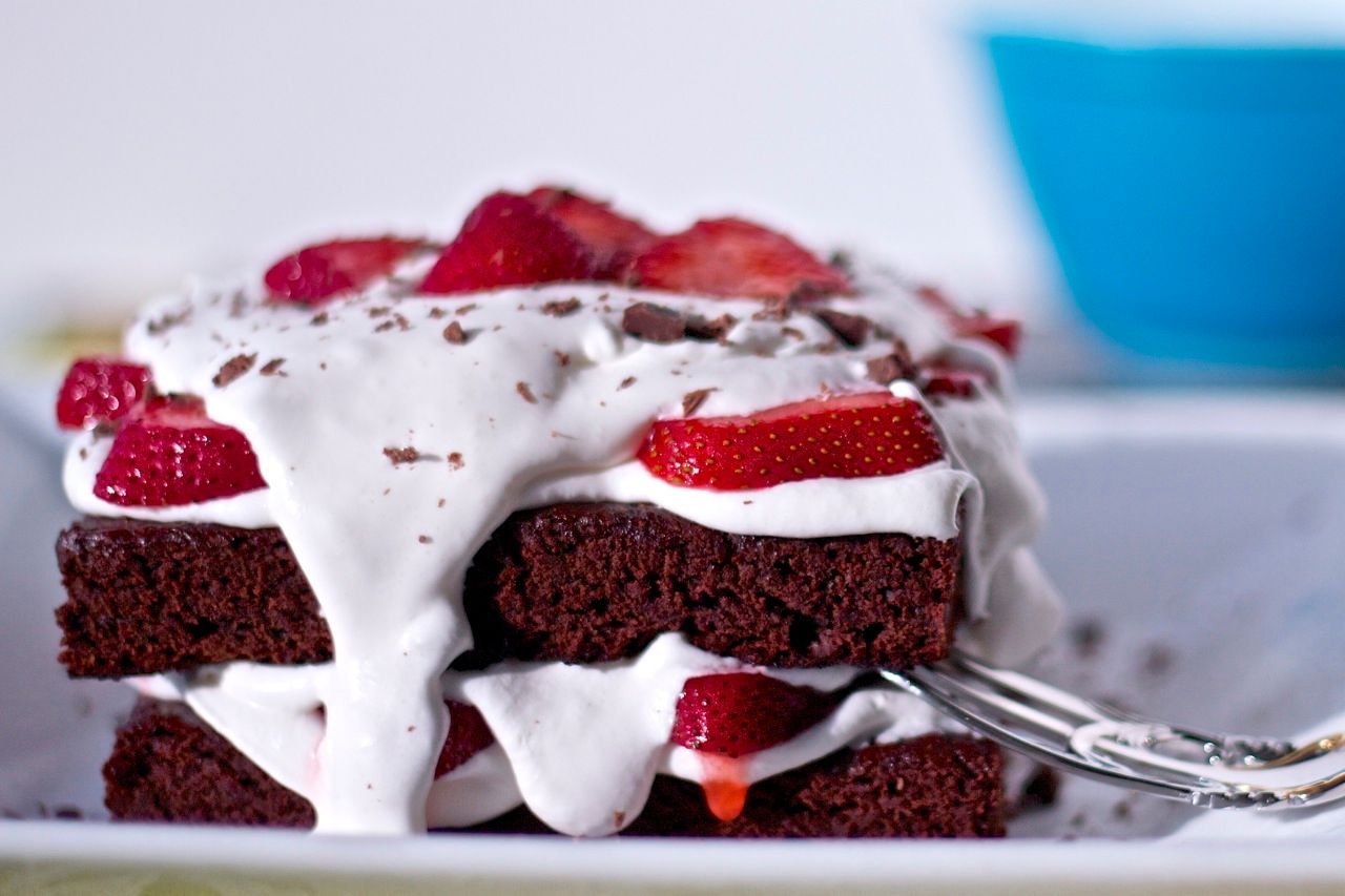 Baked on the Grill Brownies With Strawberries Dessert
