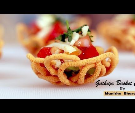 Gathiya Basket Chaat Crispy Party Starter - Appetizer Idea  - Diwali Special Easy Recipe