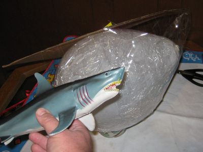Build Up the Shape of the Shark Around the Balloon Using Cardboard