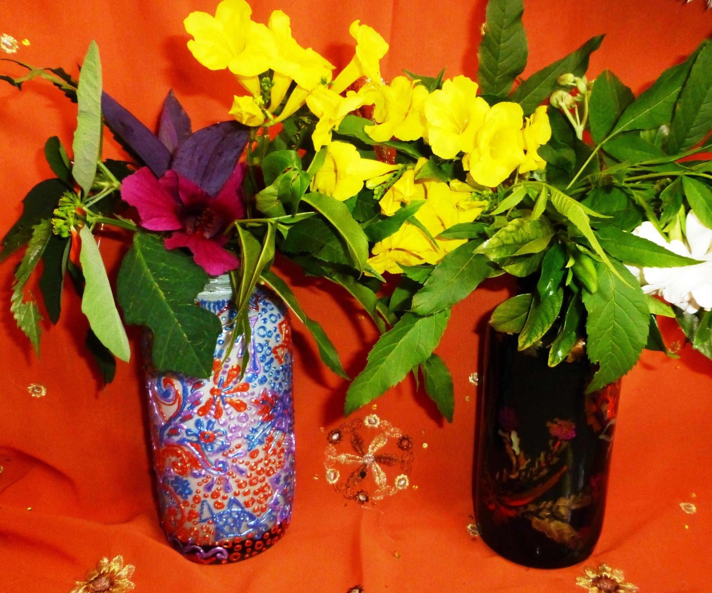 Hand Painted Mason Jar Flower Vases