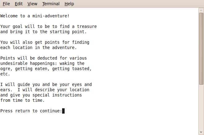 Simple Adventure Game.