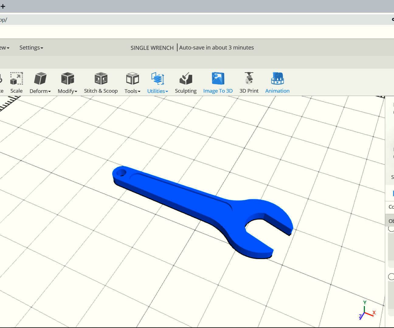 SelfCAD Modeling 3D Single Wrench
