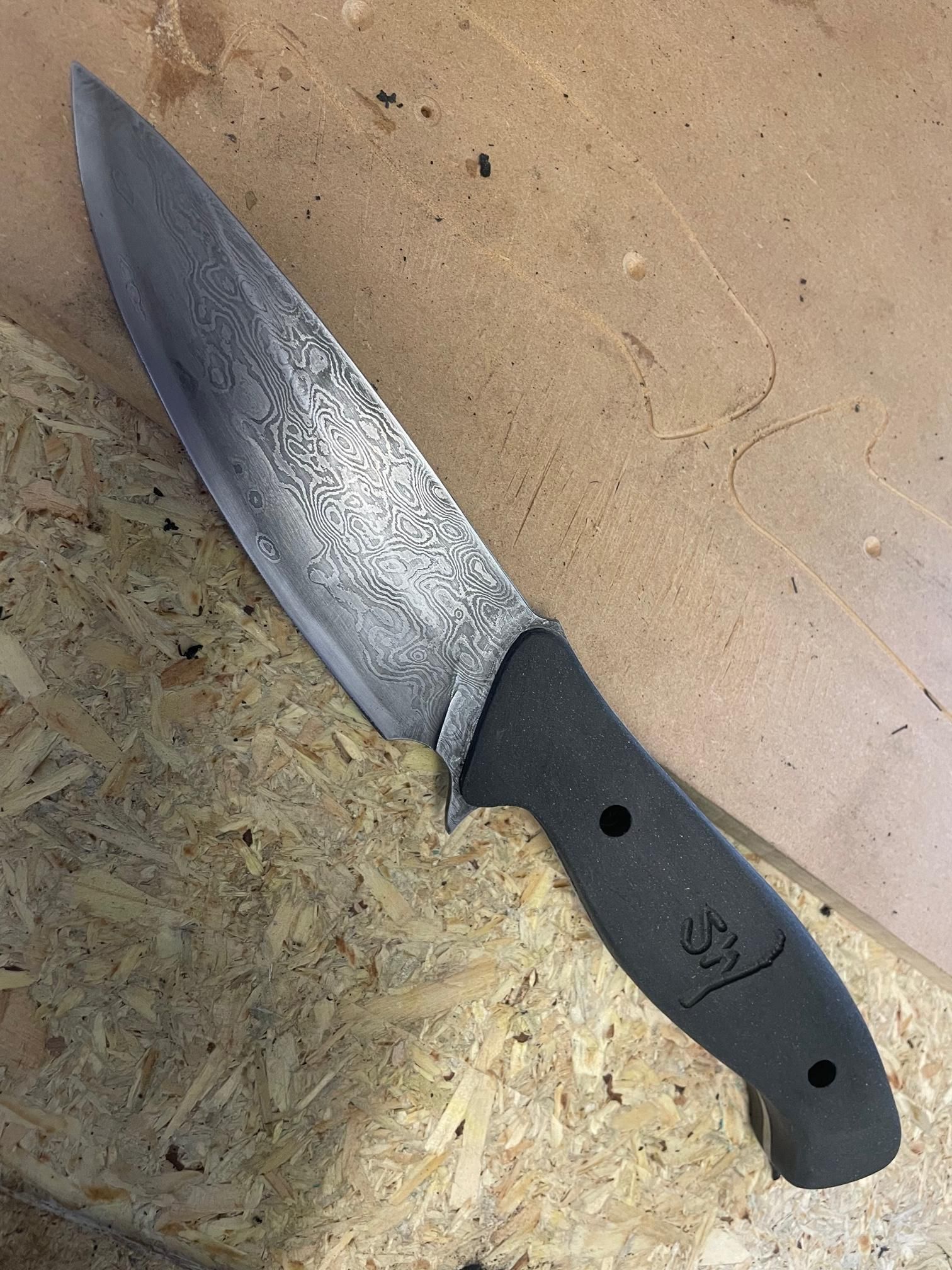 Hand "Raindrop" Damascus Steel Full Tang Knife 20 Steps (with