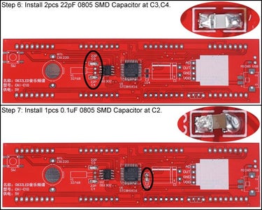 2 Pcs 22pF 0805 SMD Capacitor at C3 C4 1 Pc 0.1uF 0805 SMD Capacitor at C2