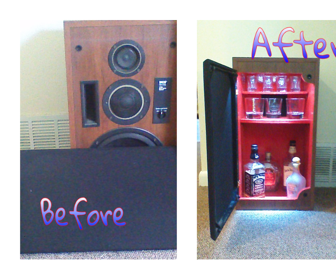 His Unused Speaker Into My Mini Liquor Cabinet