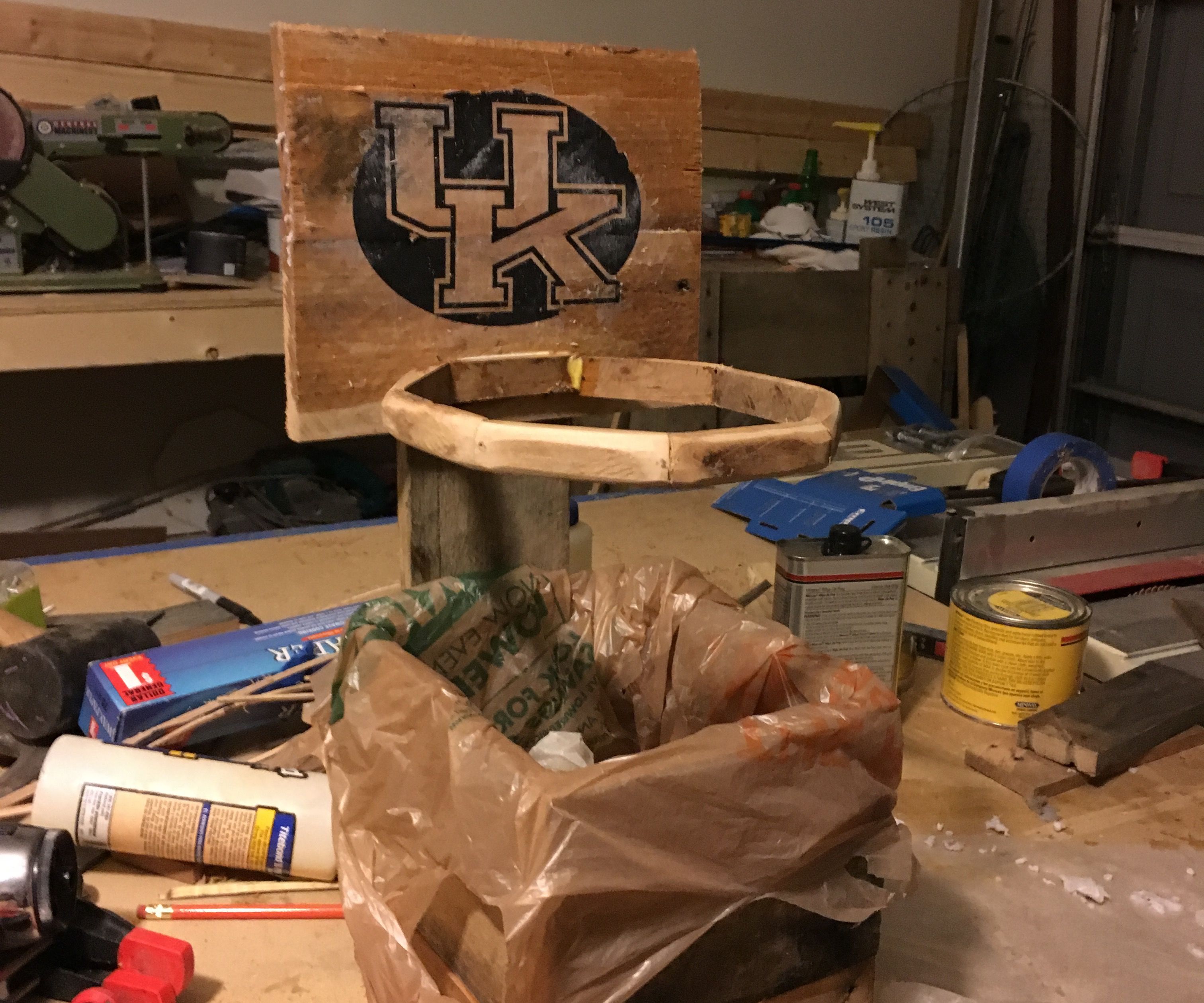 Pallet Basketball Wastebasket