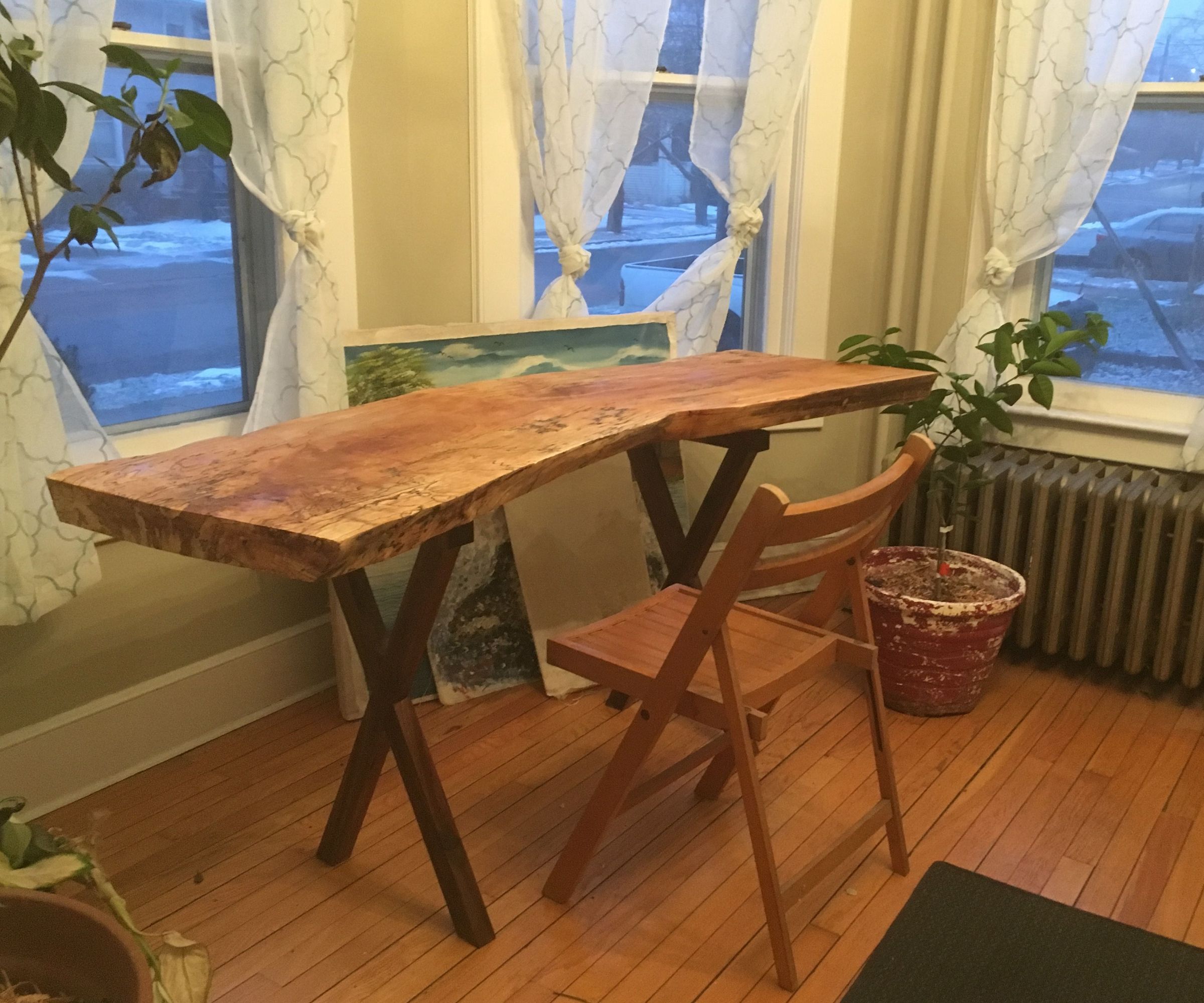 Live Edge Spalted Maple and Black Walnut Modern Office Desk