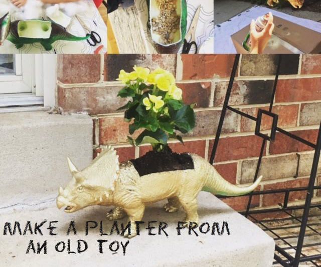 Golden Dinosaur Planter