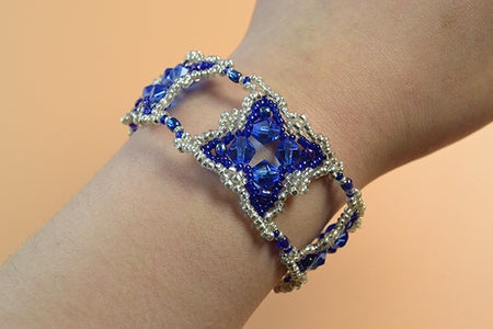 Here Is the Final Look of the Blue Glass and Seed Bead Bracelet.