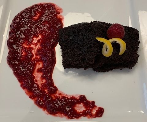 Crazy Cake With Raspberry Compote