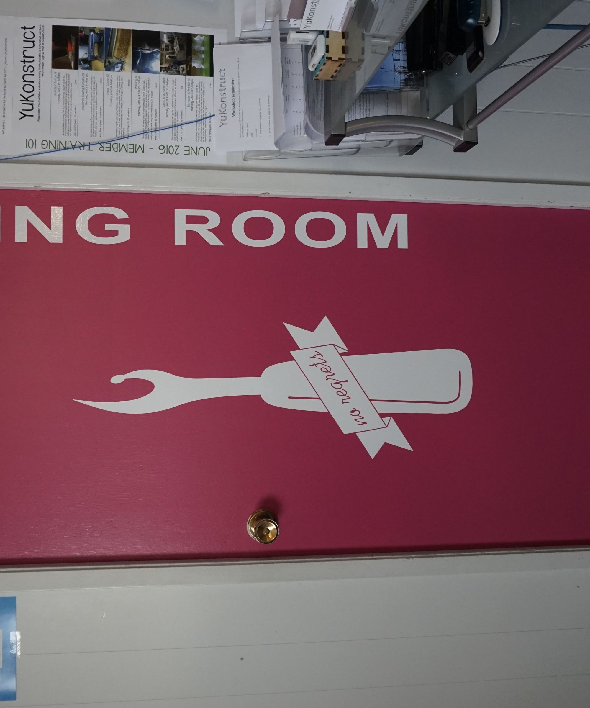 'No Regrets' Sewing Room Door