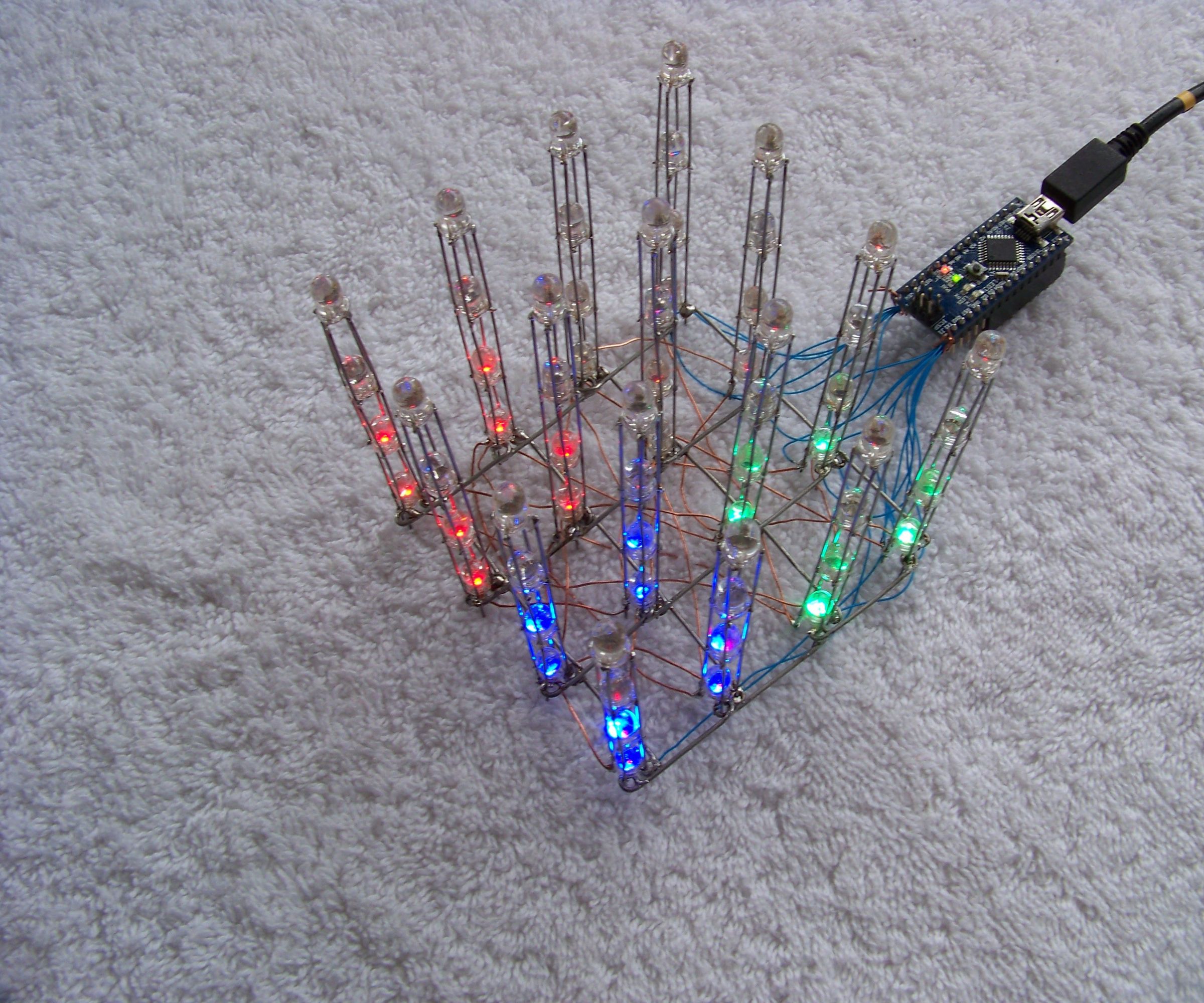 Charliecube -- Charlieplexed 4x4x4 RGB LED Cube