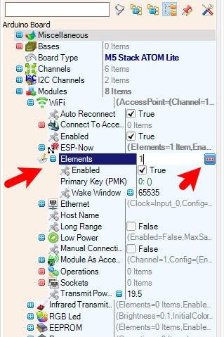 For Sender M5 Stack ATOM Lite - in Visuino Add, Set & Connect Components