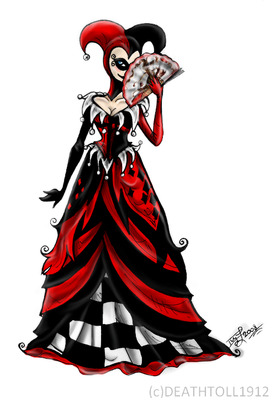 fitted lace wedding dress Harley Quinn Black And Red Halloween Costume Unitard main image 1