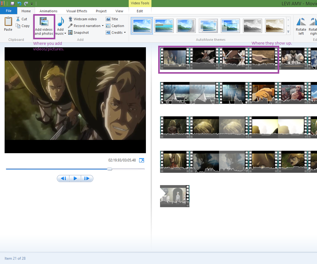 Editing Video in Windows Movie Maker
