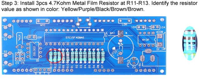 Install 3pcs 4.7Kohm Metal Film Resistor at R11-R13