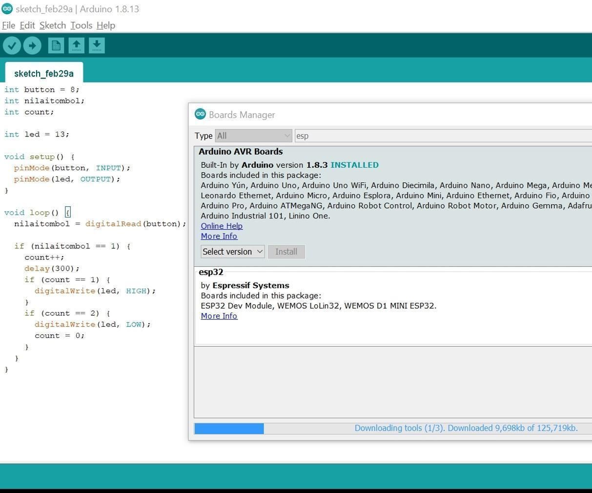 Tutorial Blinking LED Di ESP32