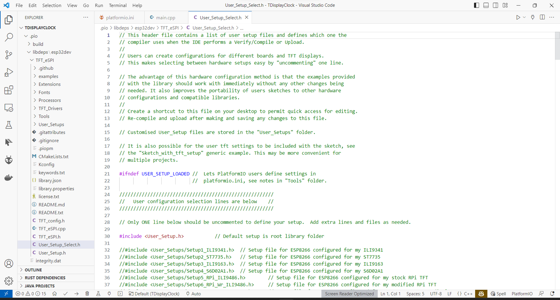 Extending a TFT_eSPI Example With TTGO T-Display Using PlatformIO, With ...