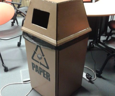 Interactive Recycling Cardboard Bins
