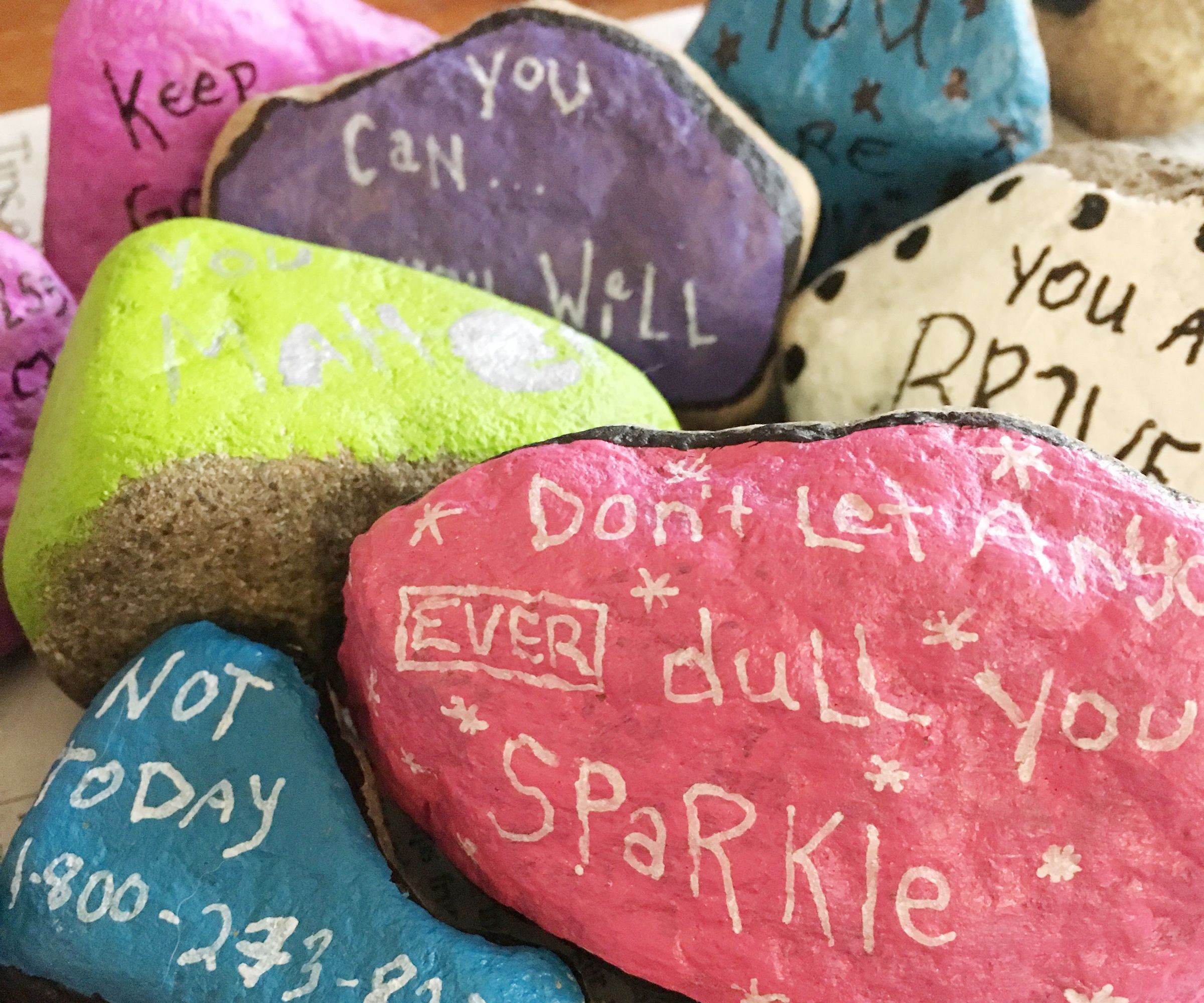 "Pick Me Up" Message Rocks